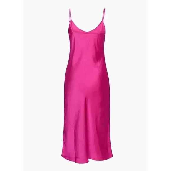 Aritzia Wilfred Hot Pink Slip Dress Straps Lightweight Satin Size 2XL